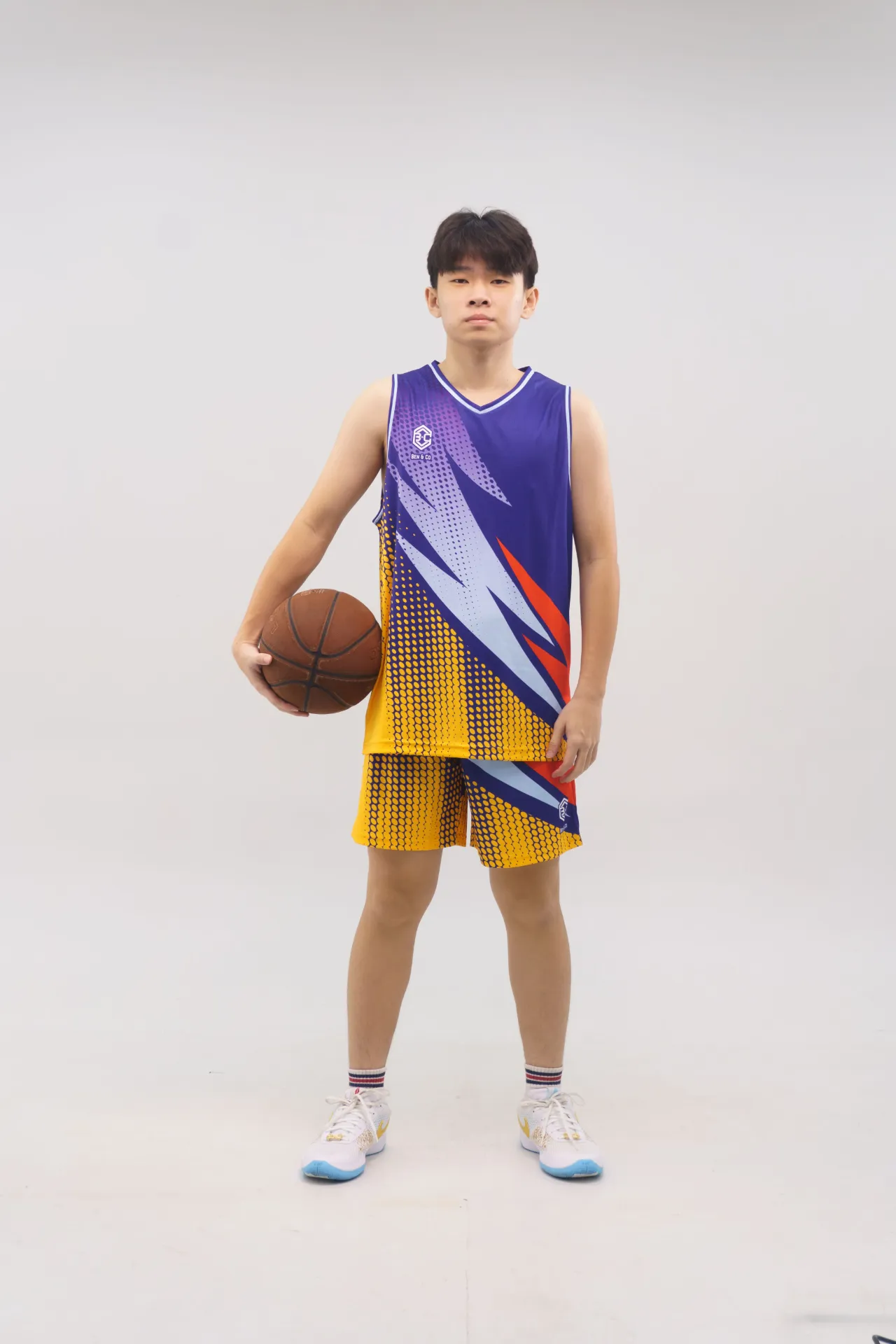 BENCO Basketball Jersey Blue Yellow Men (XS, Blue)